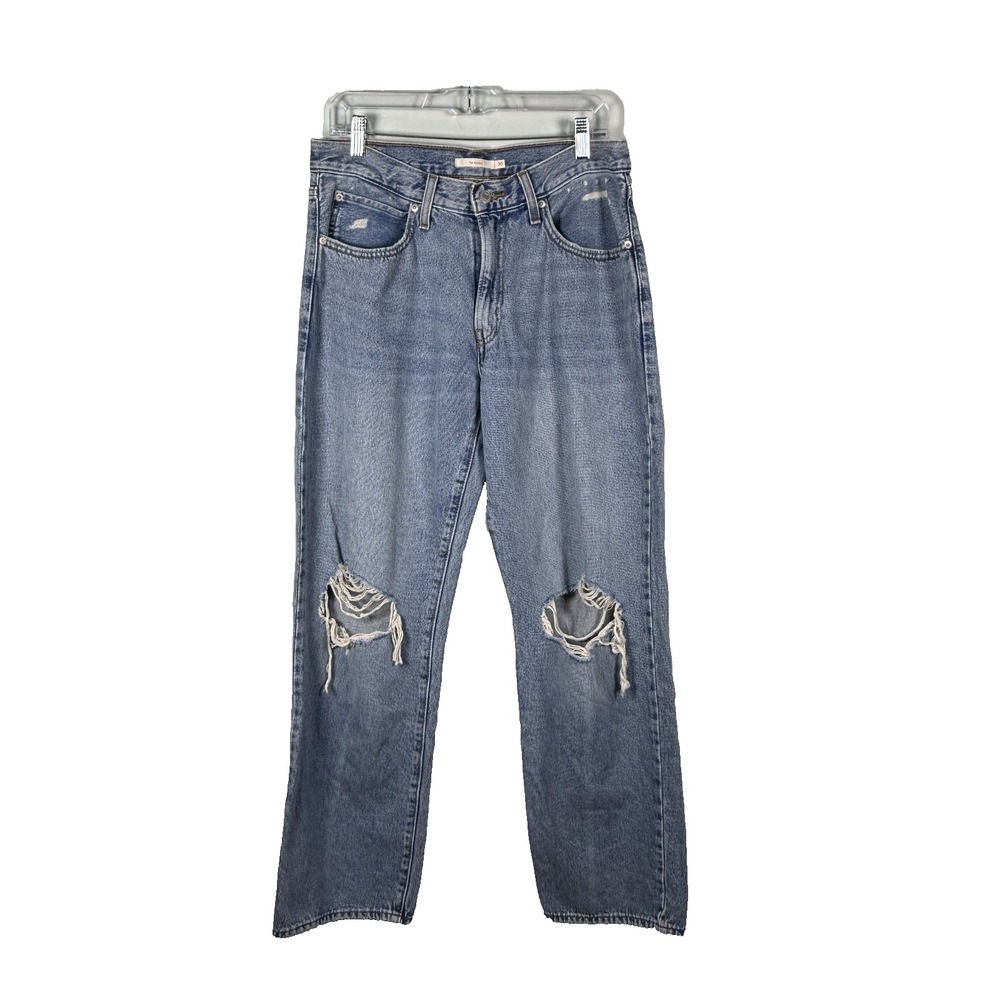 Levi's 94 Baggy Bootcut Jeans Women's 30 x 30 Blue Distressed Holes Denim